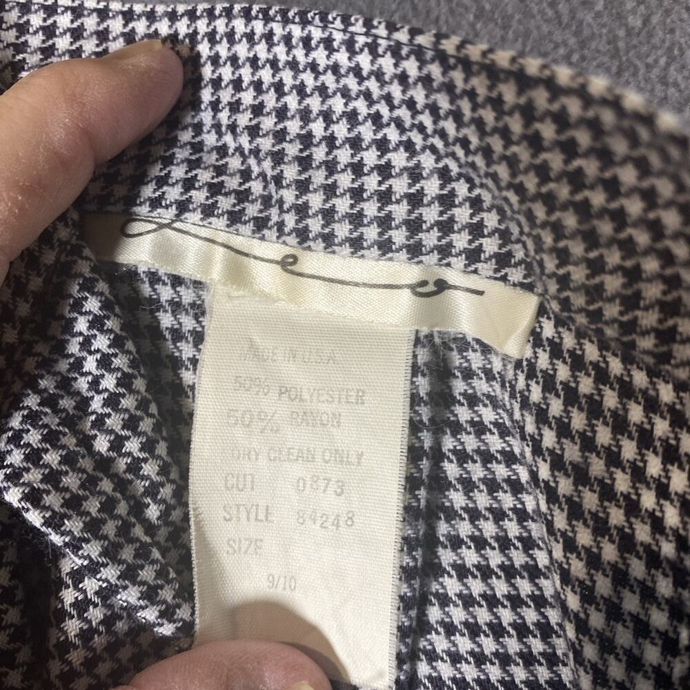 Vintage‎ Black Mini Houndstooth Check Pencil Skirt Small USA Office Siren Preppy - Picture 6 of 9